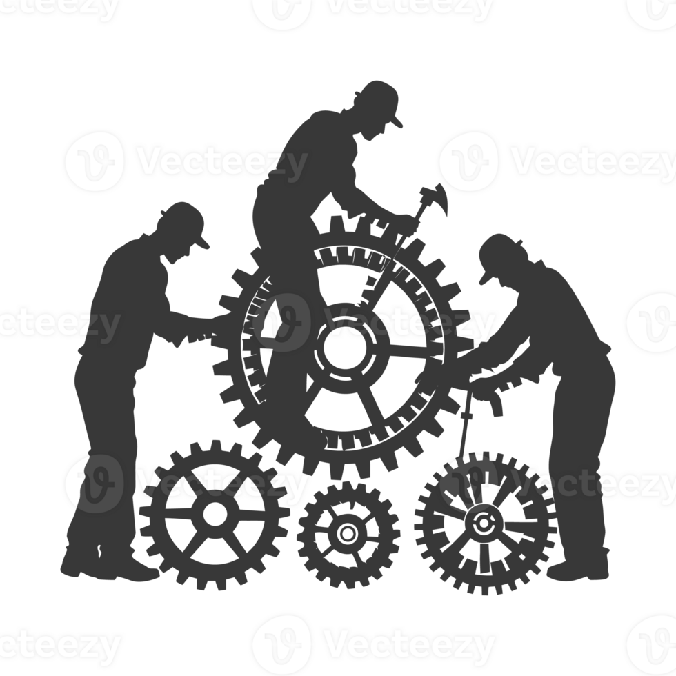 ai generato silhouette ingranaggio ruota come lavoro di squadra simbolo nero colore solo png