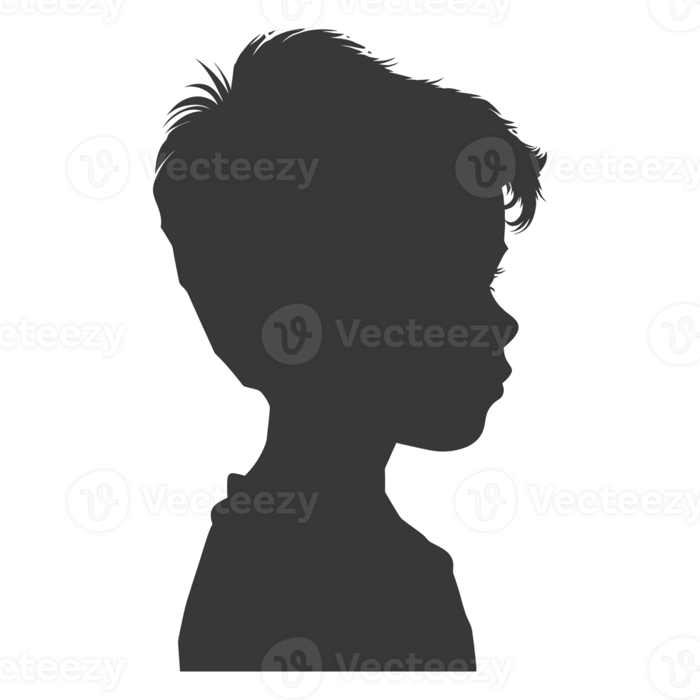 AI generated Silhouette caucasian boy black color only png