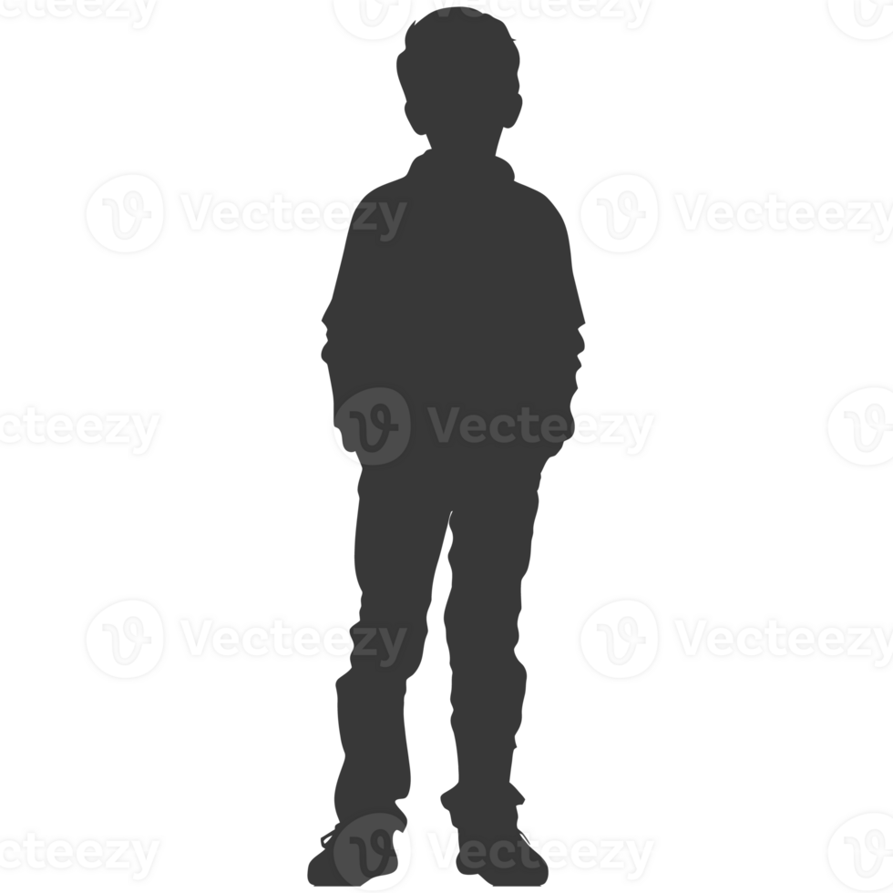 AI generated Silhouette caucasian boy black color only png