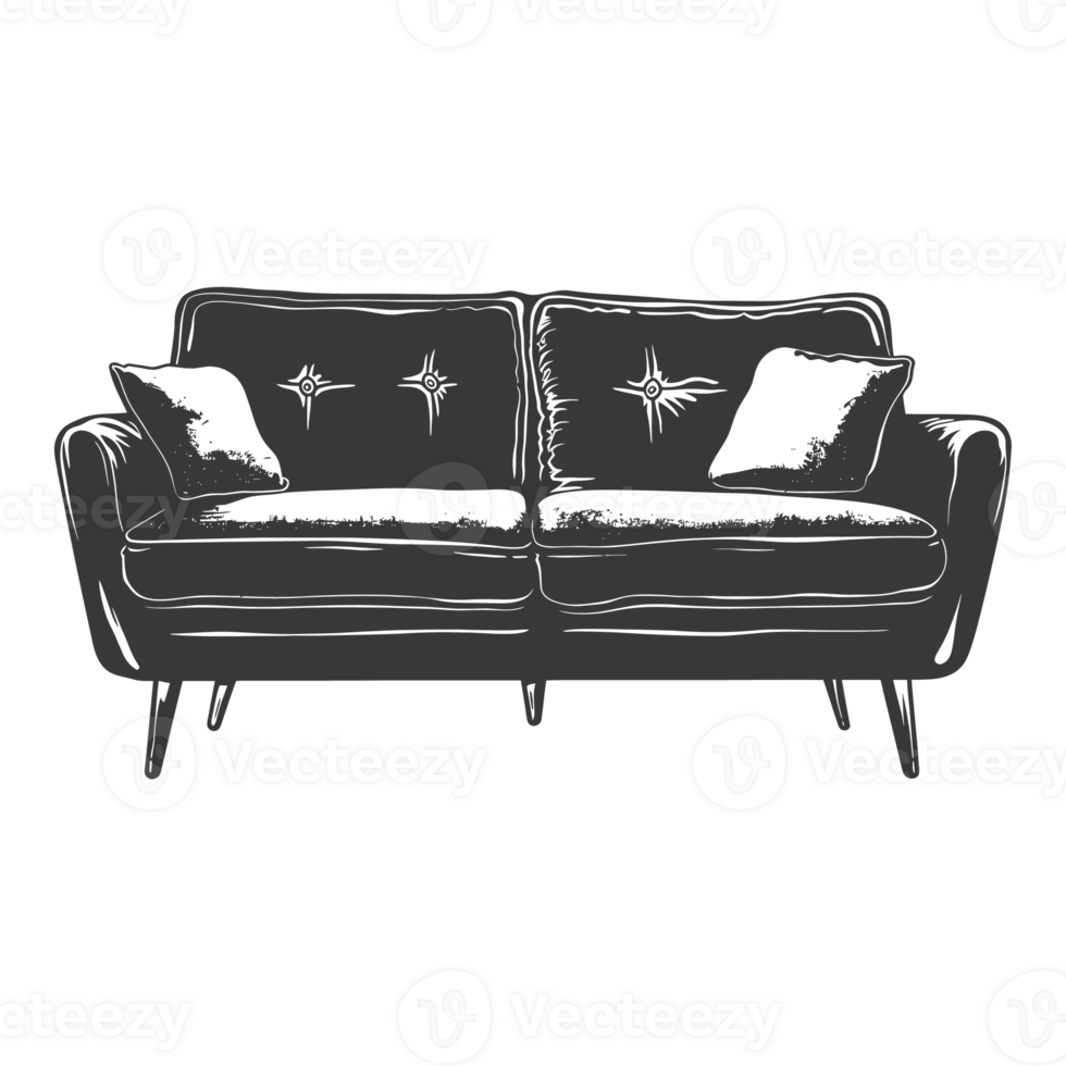 AI generated Silhouette Scandinavian sofa black color only png
