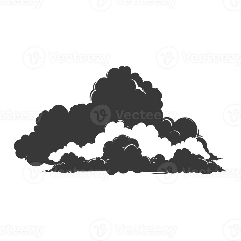 AI generated Silhouette cloud black color only png