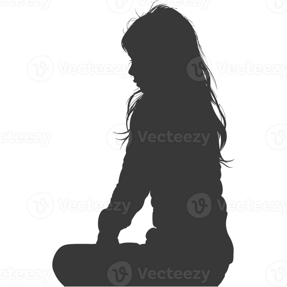 AI generated Silhouette caucasian girl alone black color only png