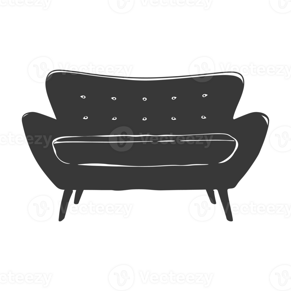 AI generated Silhouette Scandinavian sofa black color only png