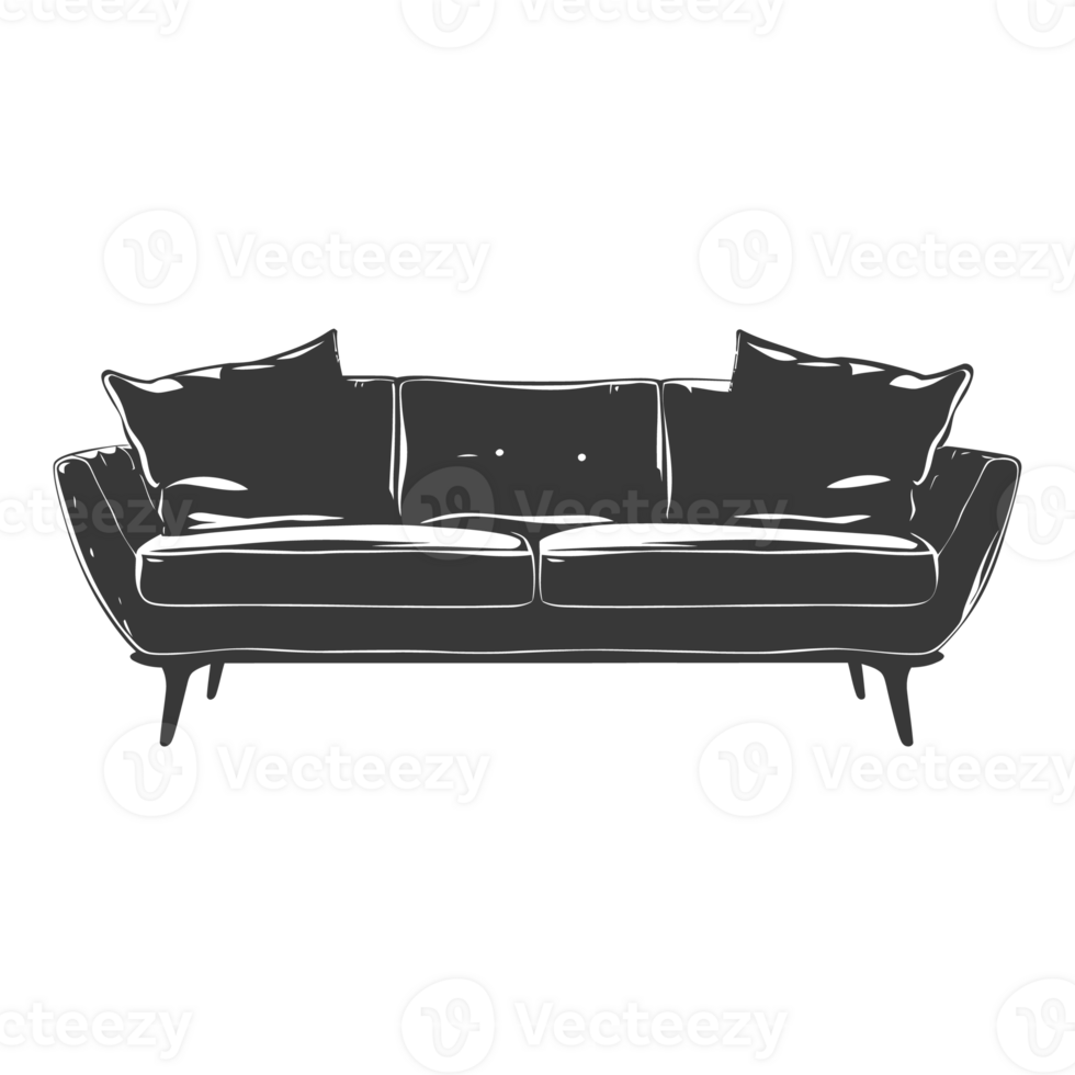 AI generated Silhouette Scandinavian sofa black color only png