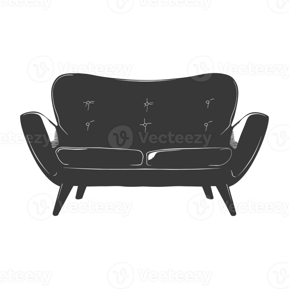 AI generated Silhouette Scandinavian sofa black color only png