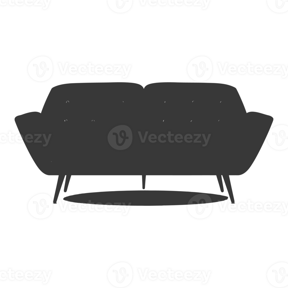 AI generated Silhouette Scandinavian sofa black color only png