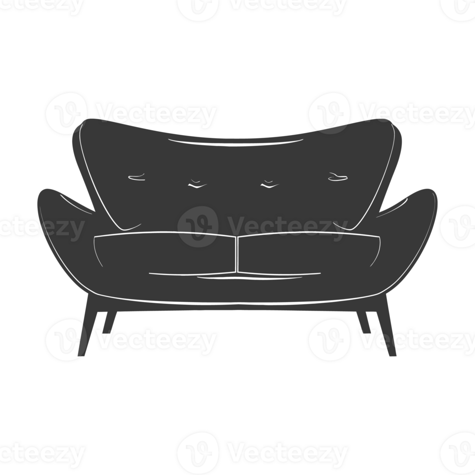 AI generated Silhouette Scandinavian sofa black color only png