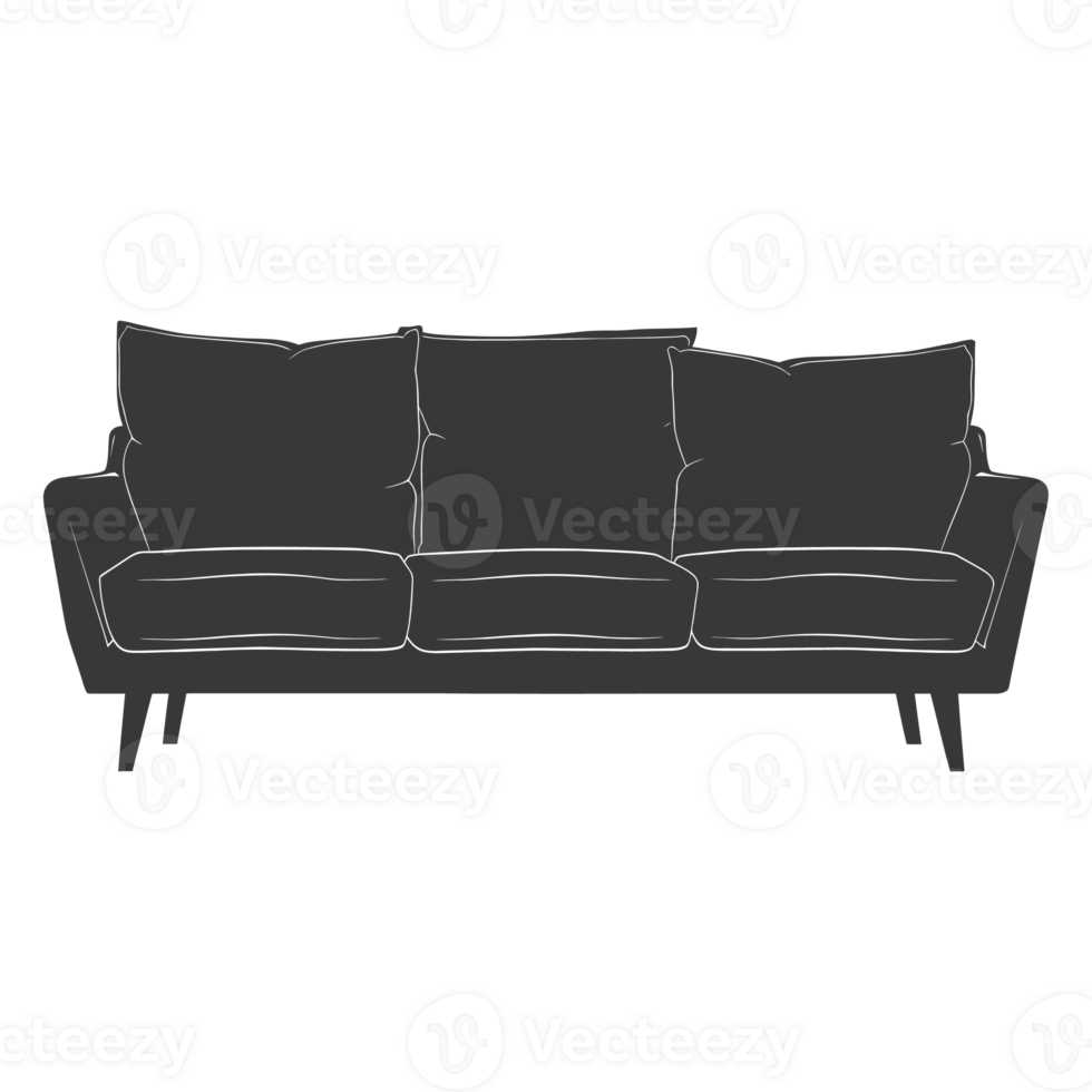 AI generated Silhouette Scandinavian sofa black color only png