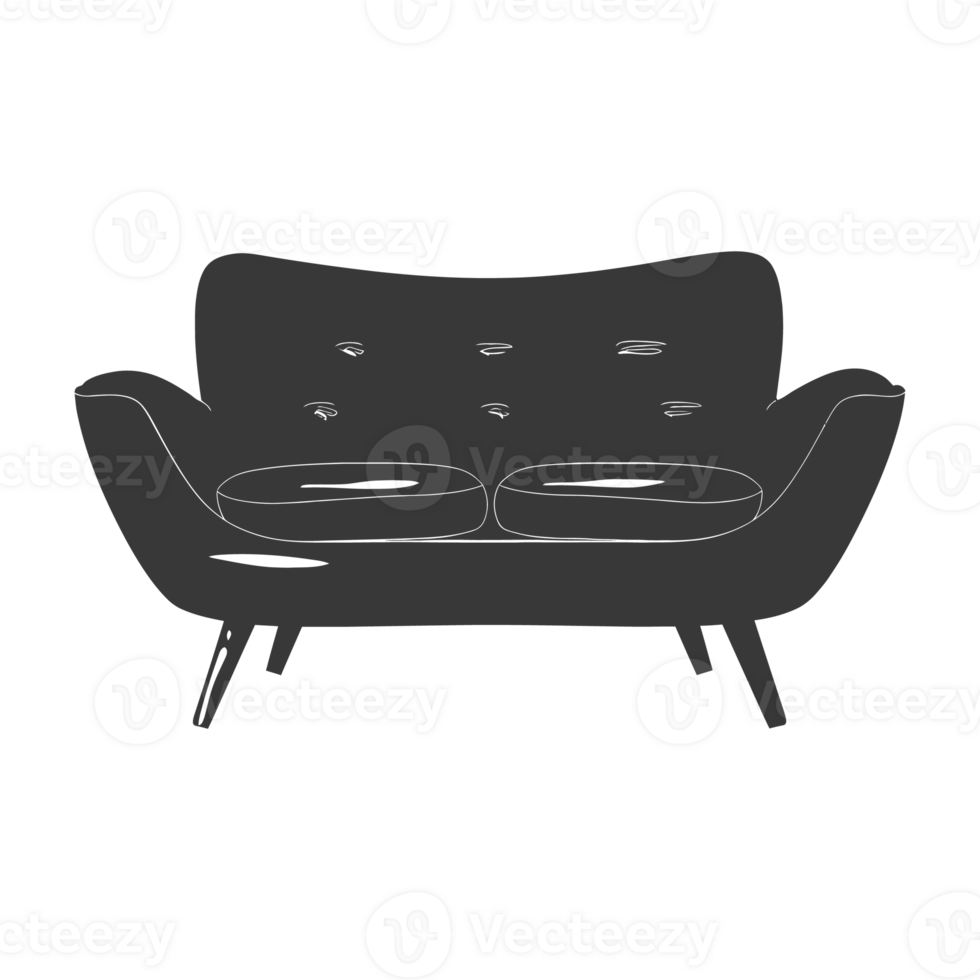 AI generated Silhouette Scandinavian sofa black color only png