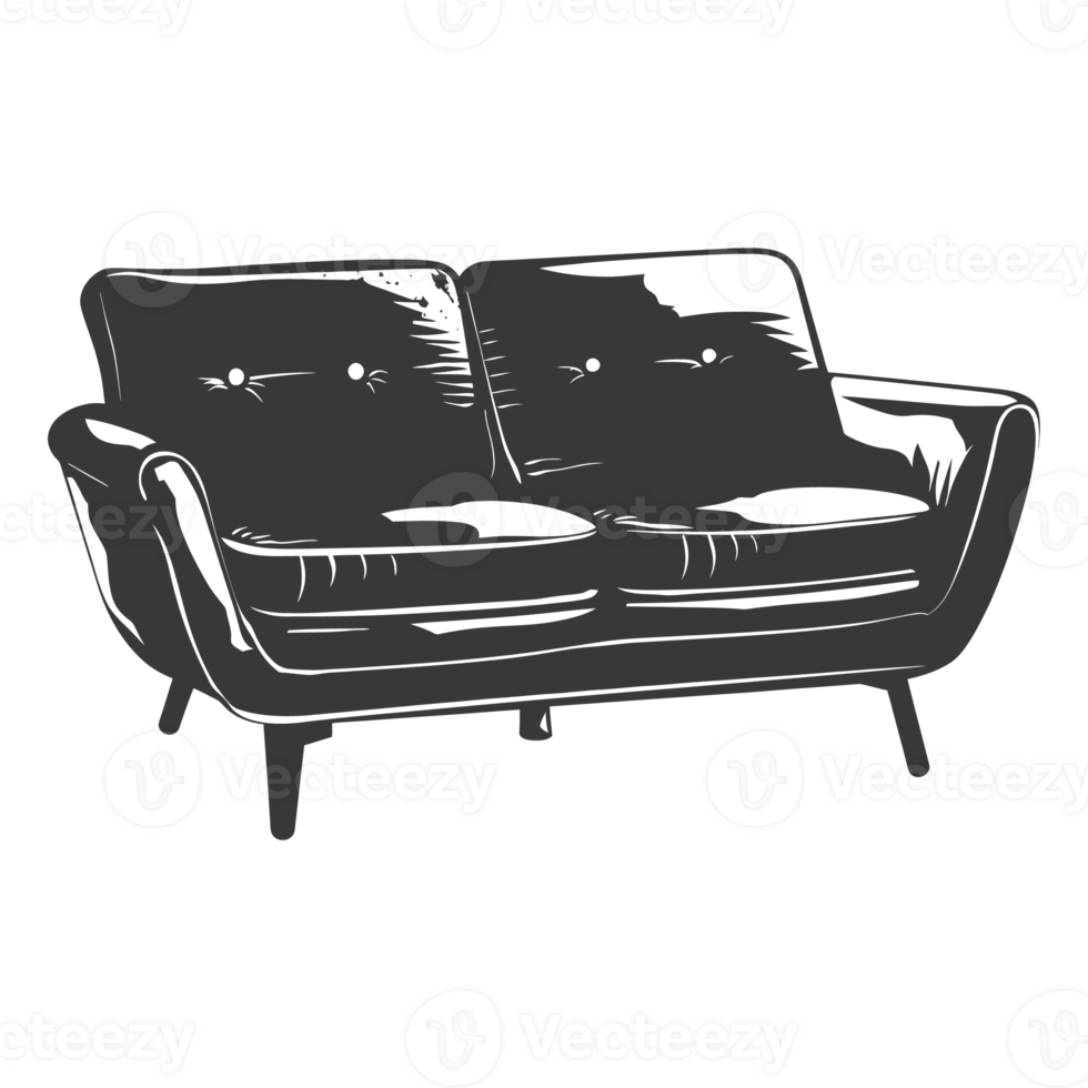 AI generated Silhouette Scandinavian sofa black color only png