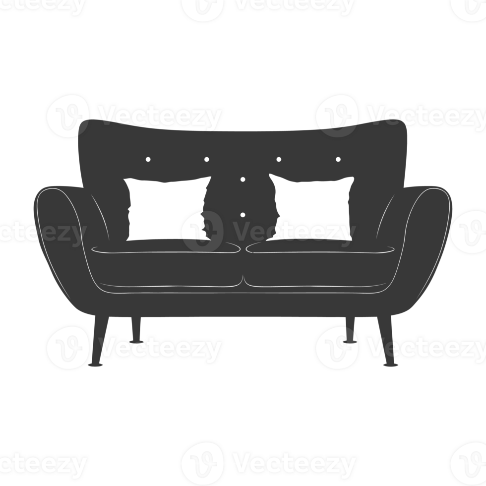 AI generated Silhouette Scandinavian sofa black color only png