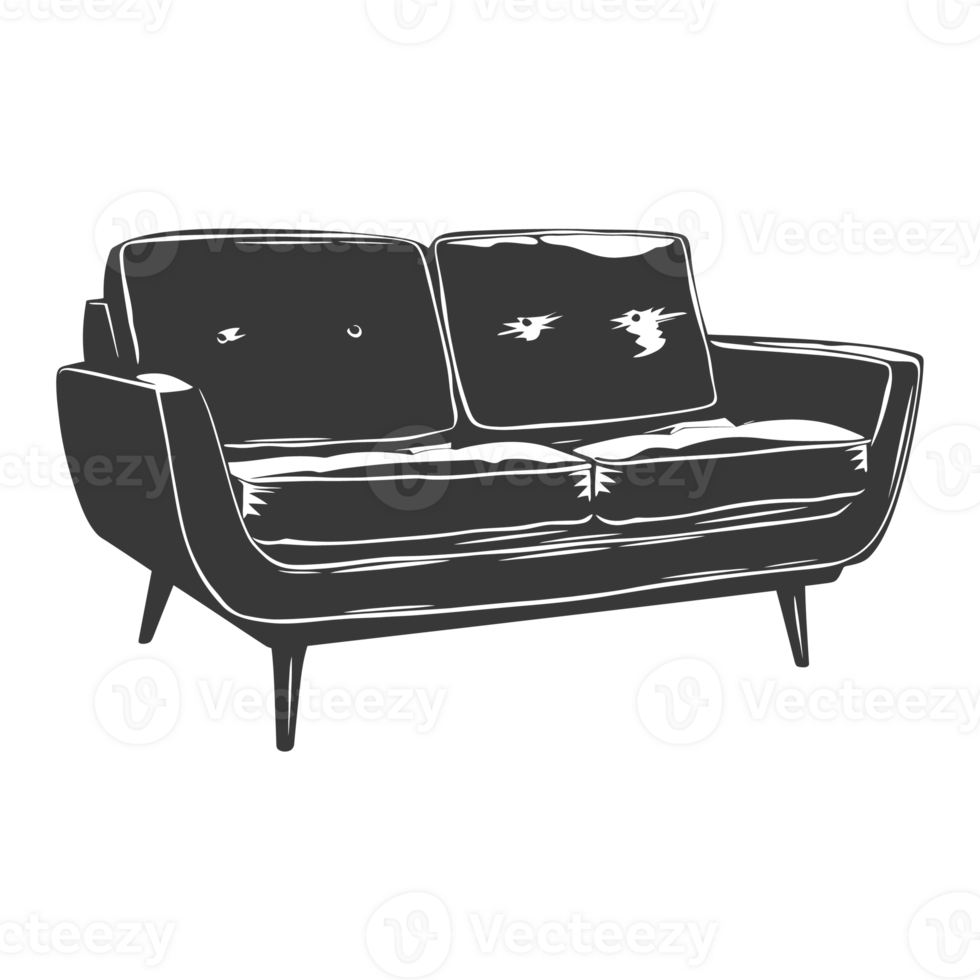 AI generated Silhouette Scandinavian sofa black color only png