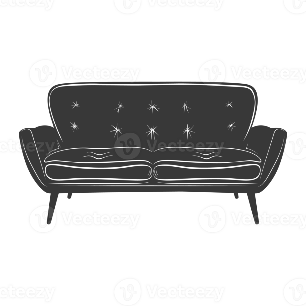 AI generated Silhouette Scandinavian sofa black color only png