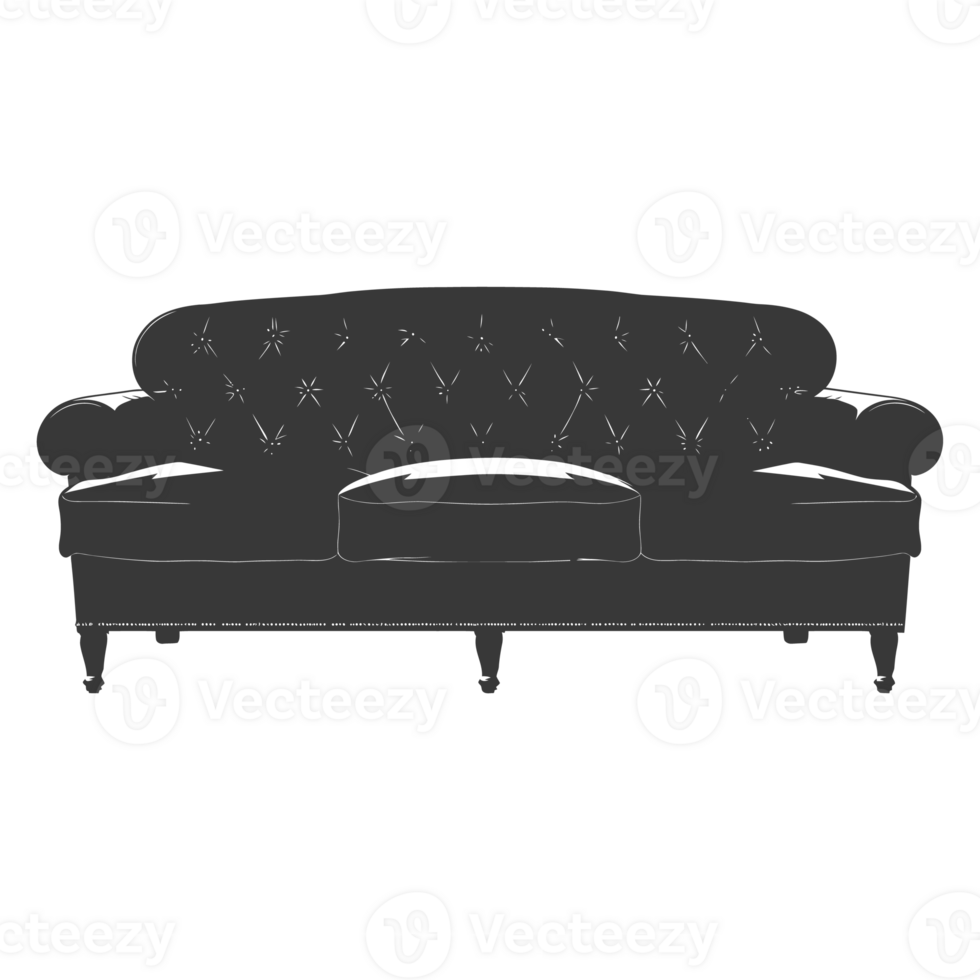 AI generated Silhouette Scandinavian sofa black color only png