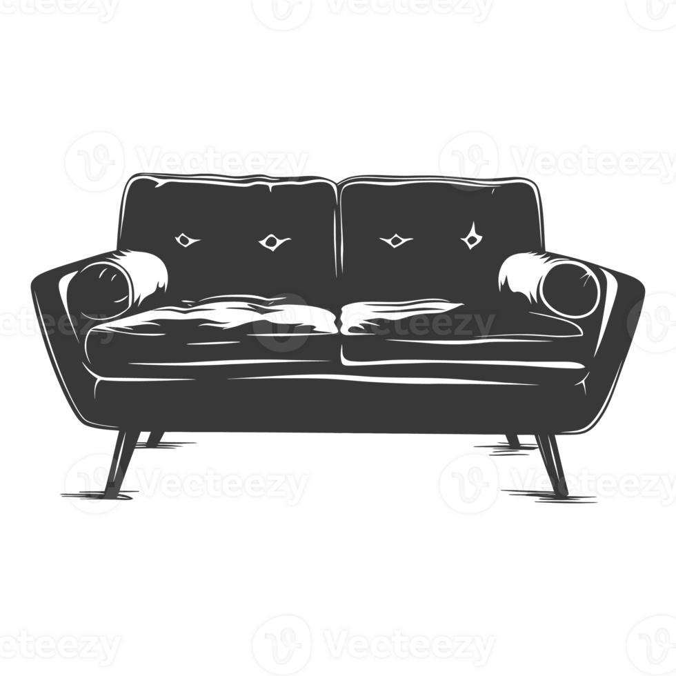AI generated Silhouette Scandinavian sofa black color only png