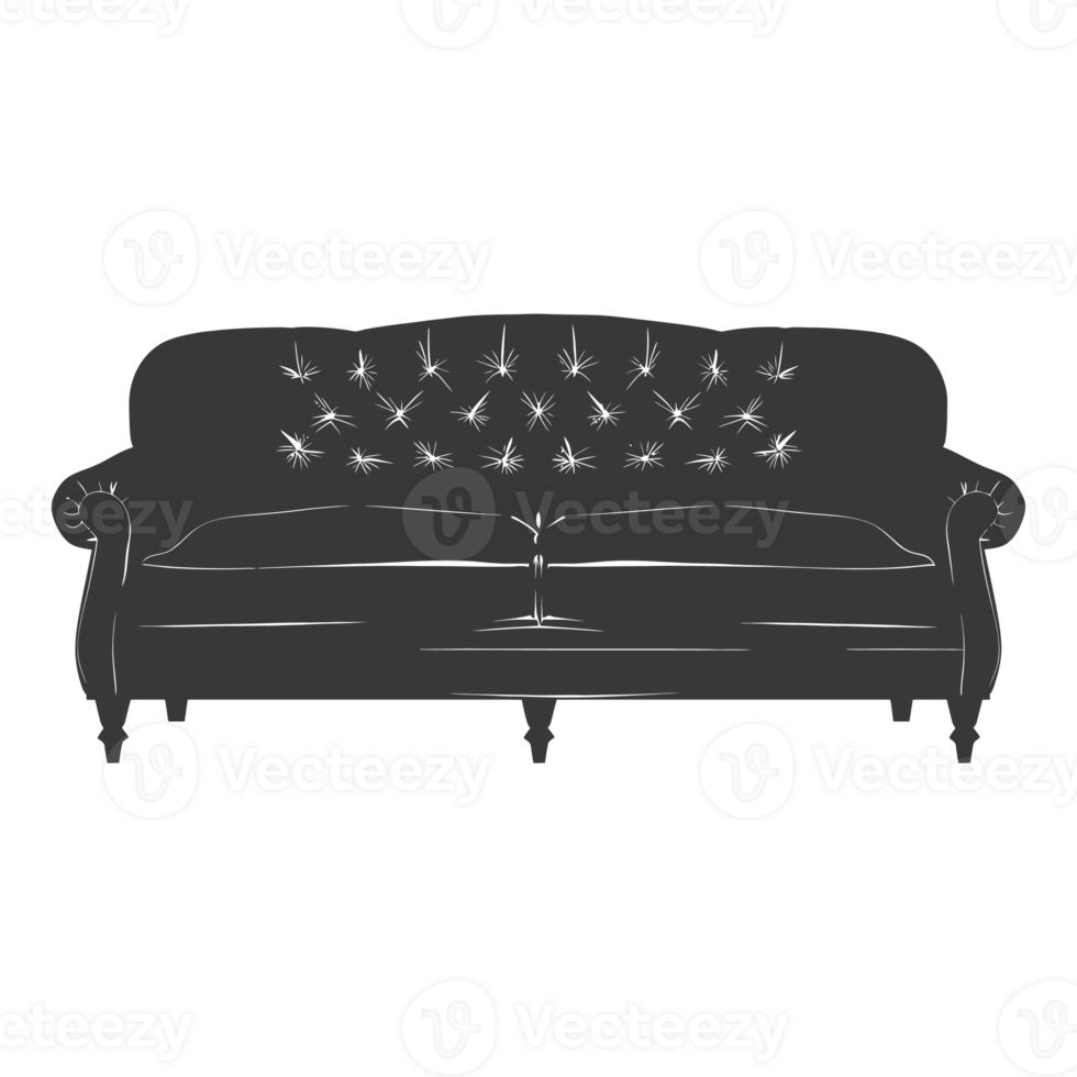 AI generated Silhouette Scandinavian sofa black color only png