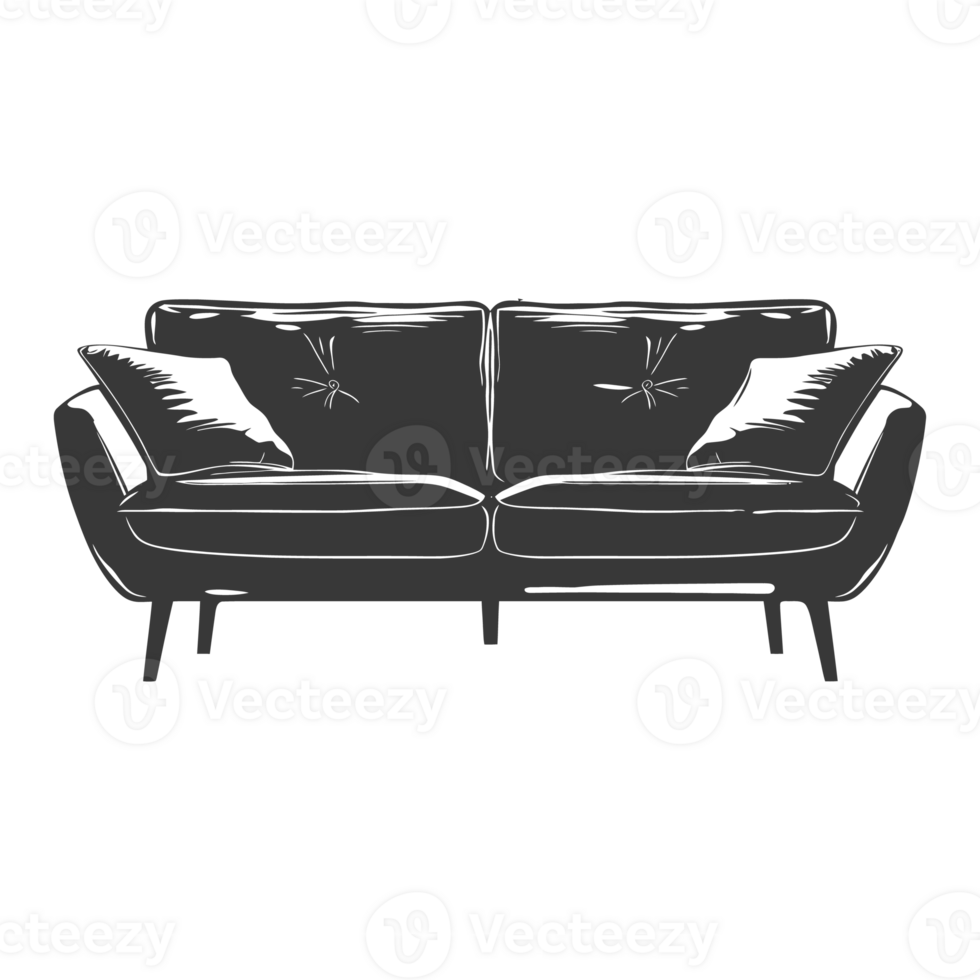 AI generated Silhouette Scandinavian sofa black color only png