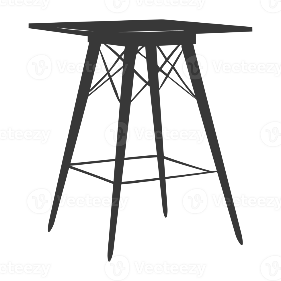 AI generated Silhouette Scandinavian table black color only png