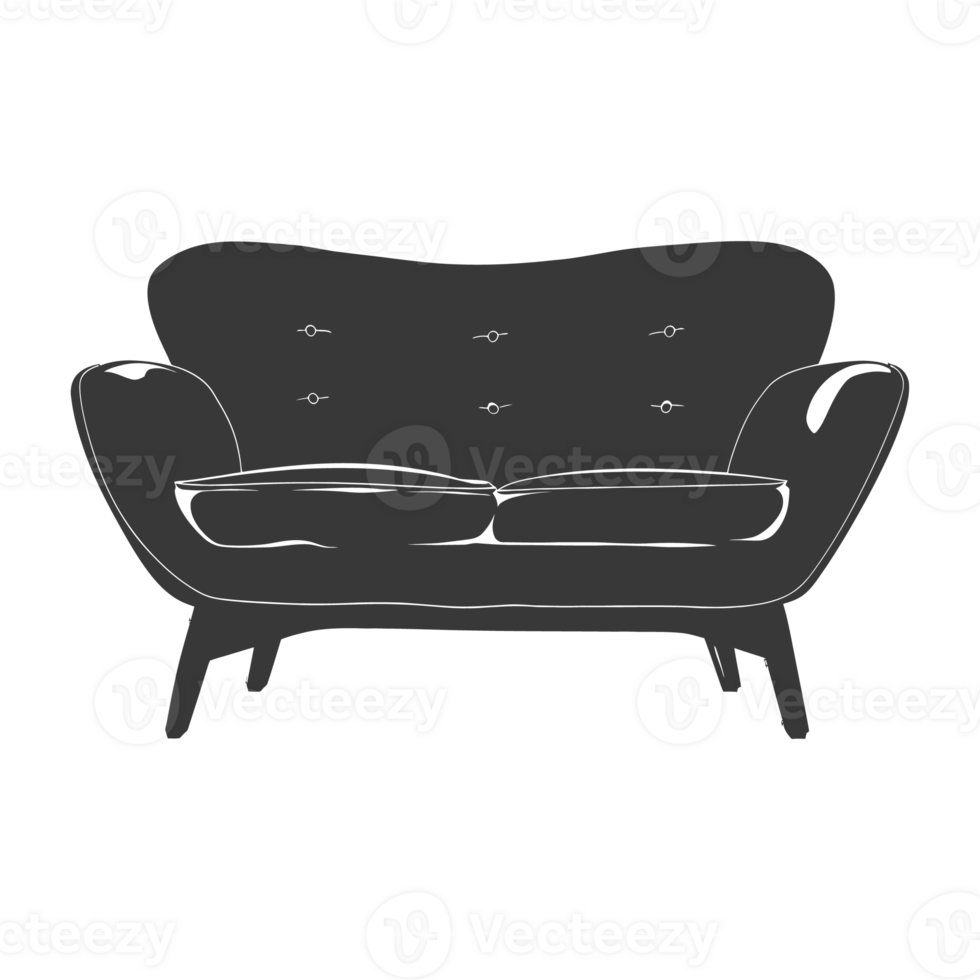 AI generated Silhouette Scandinavian sofa black color only png