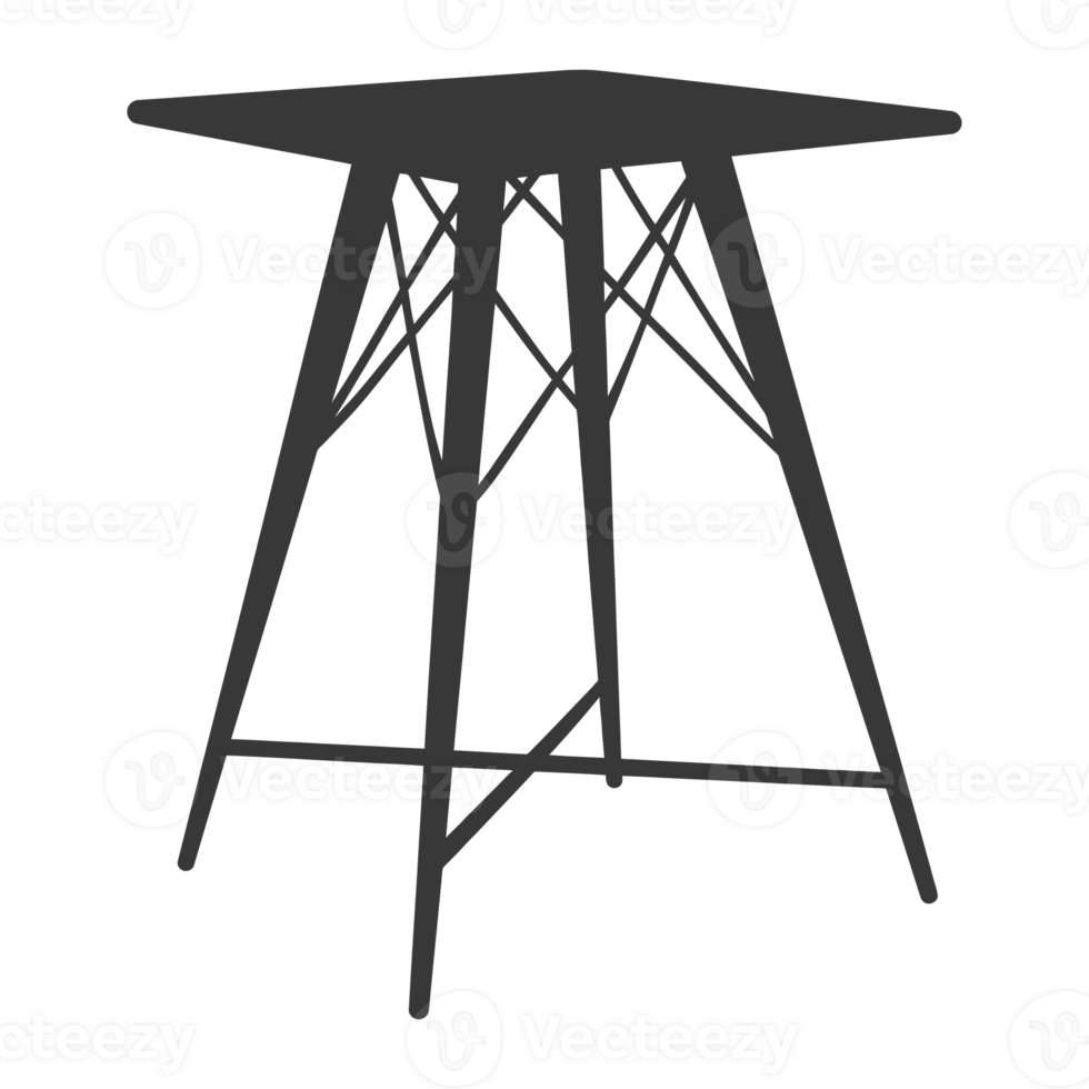 AI generated Silhouette Scandinavian table black color only png