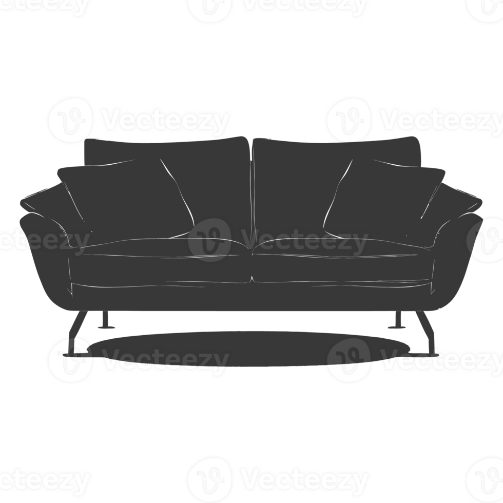 AI generated Silhouette Scandinavian sofa black color only png