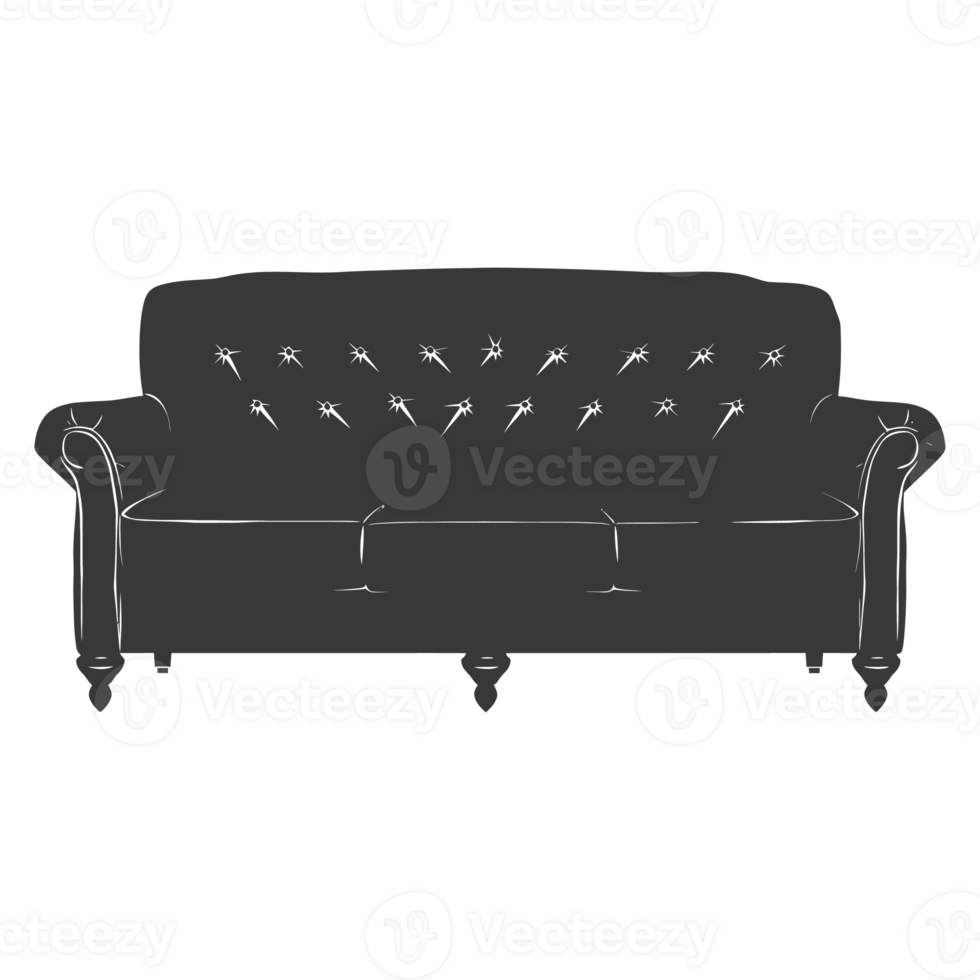 AI generated Silhouette Scandinavian sofa black color only png