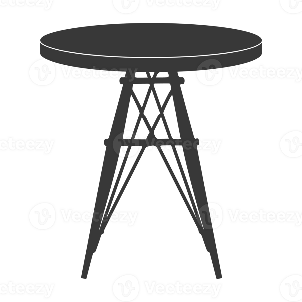 AI generated Silhouette Scandinavian table black color only png