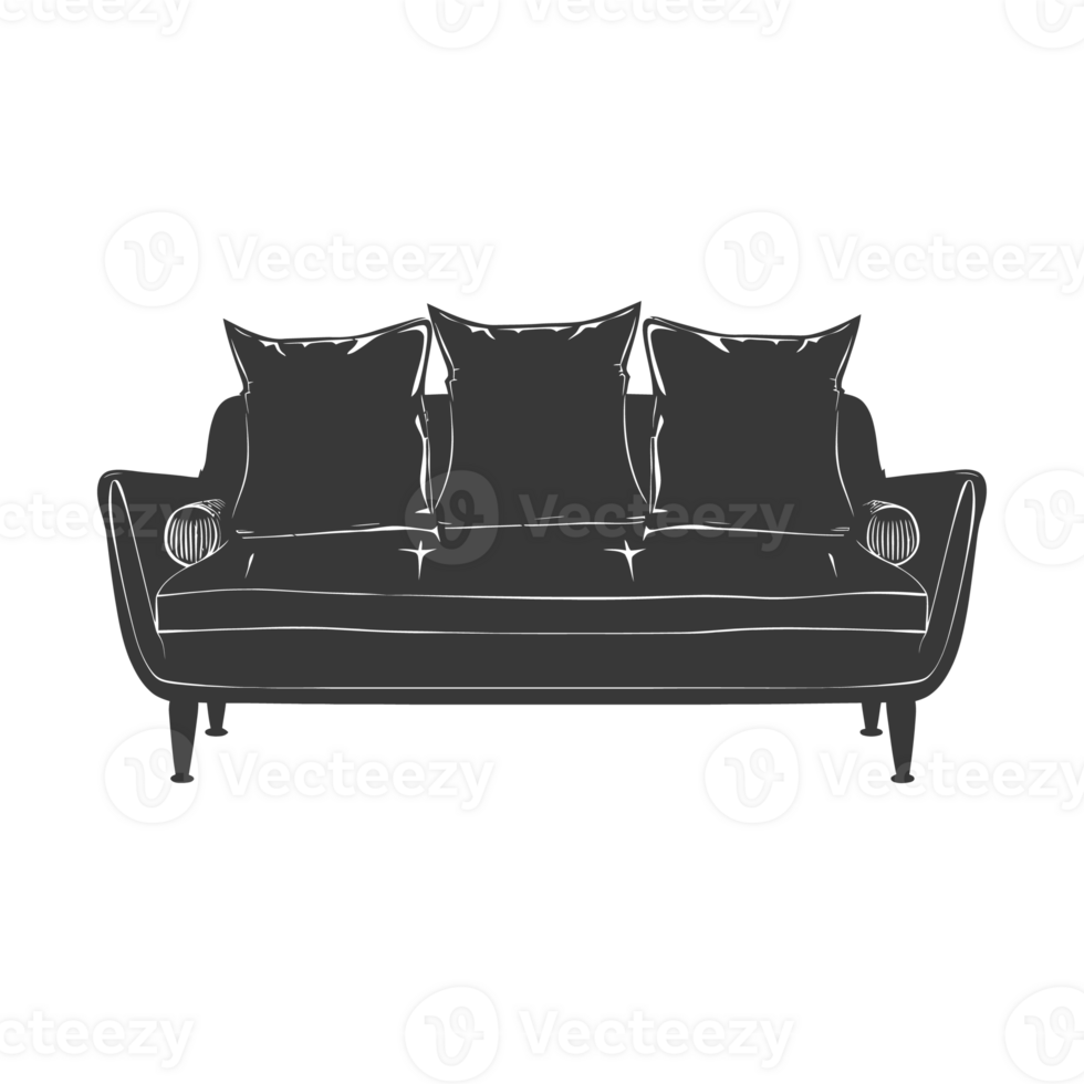 AI generated Silhouette Scandinavian sofa black color only png