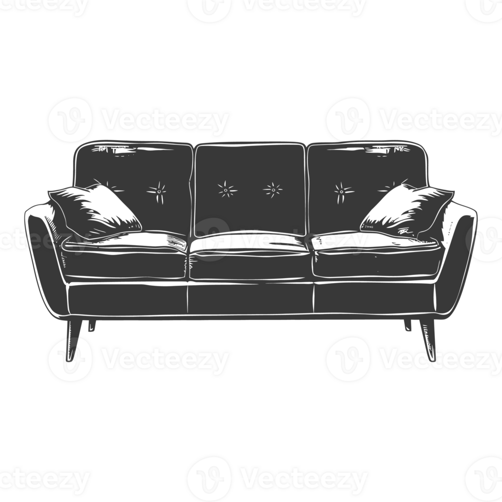 AI generated Silhouette Scandinavian sofa black color only png