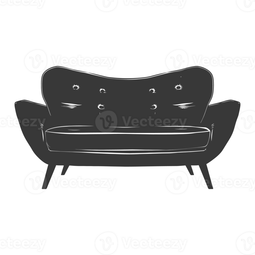 AI generated Silhouette Scandinavian sofa black color only png