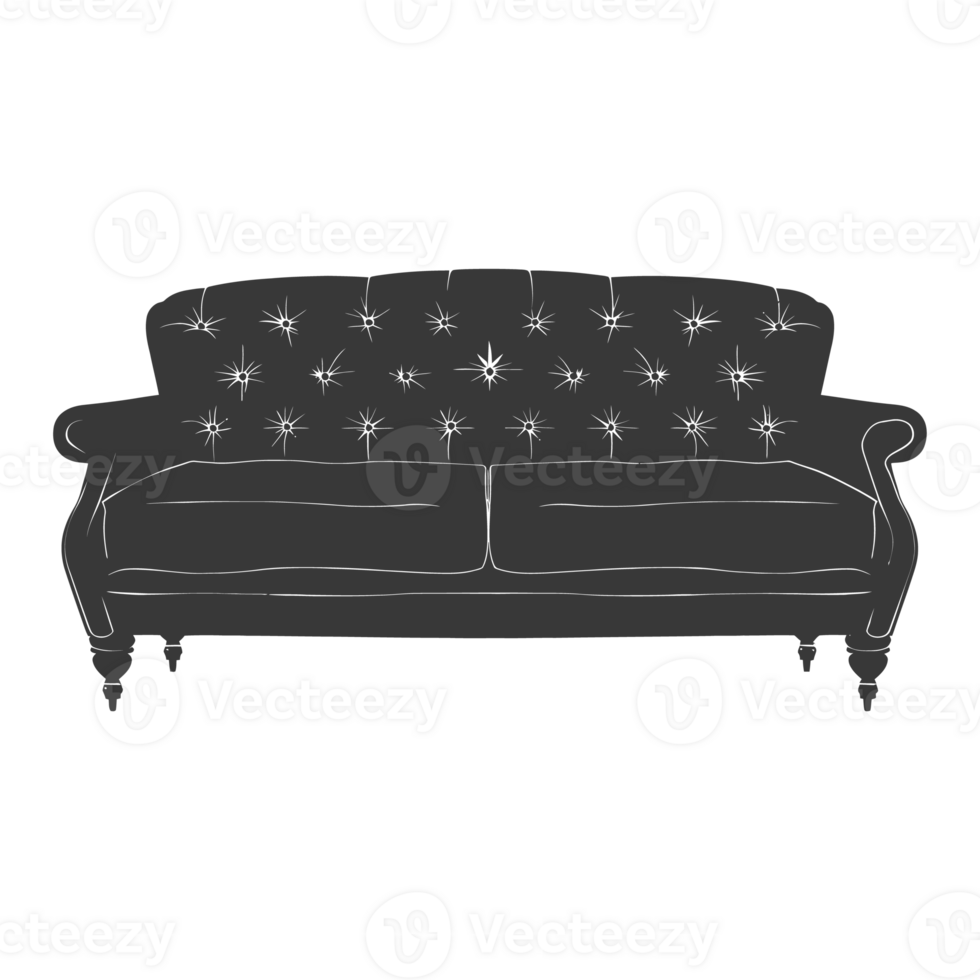 AI generated Silhouette Scandinavian sofa black color only png