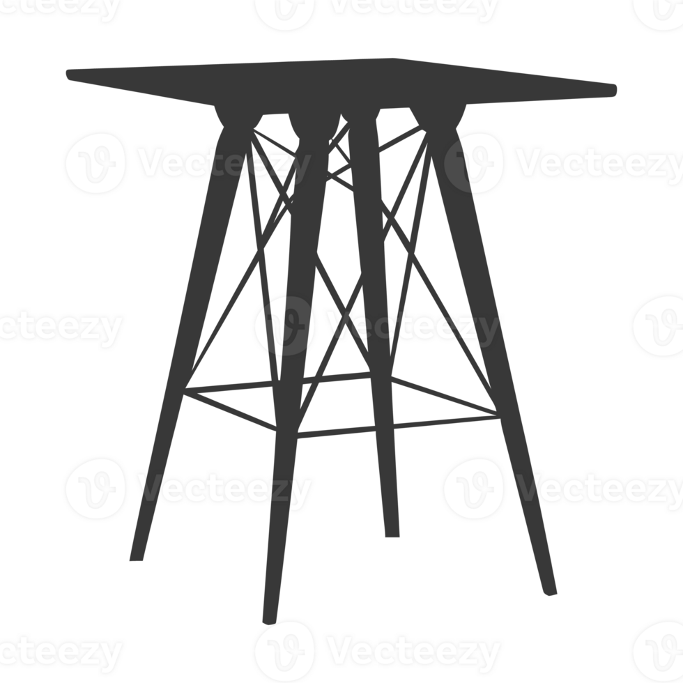 AI generated Silhouette Scandinavian table black color only png