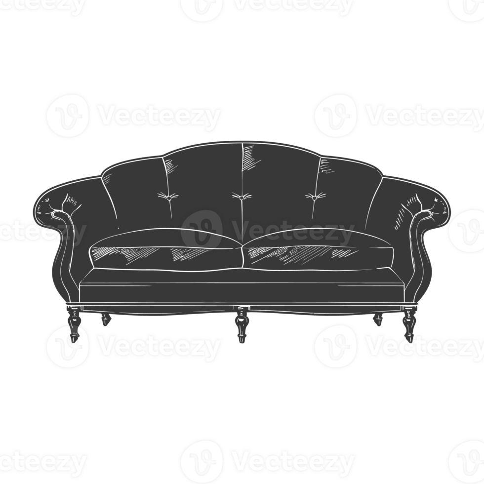 AI generated Silhouette Scandinavian sofa black color only png