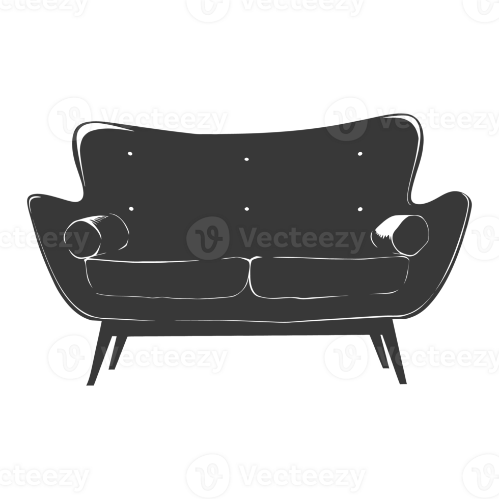 AI generated Silhouette Scandinavian sofa black color only png