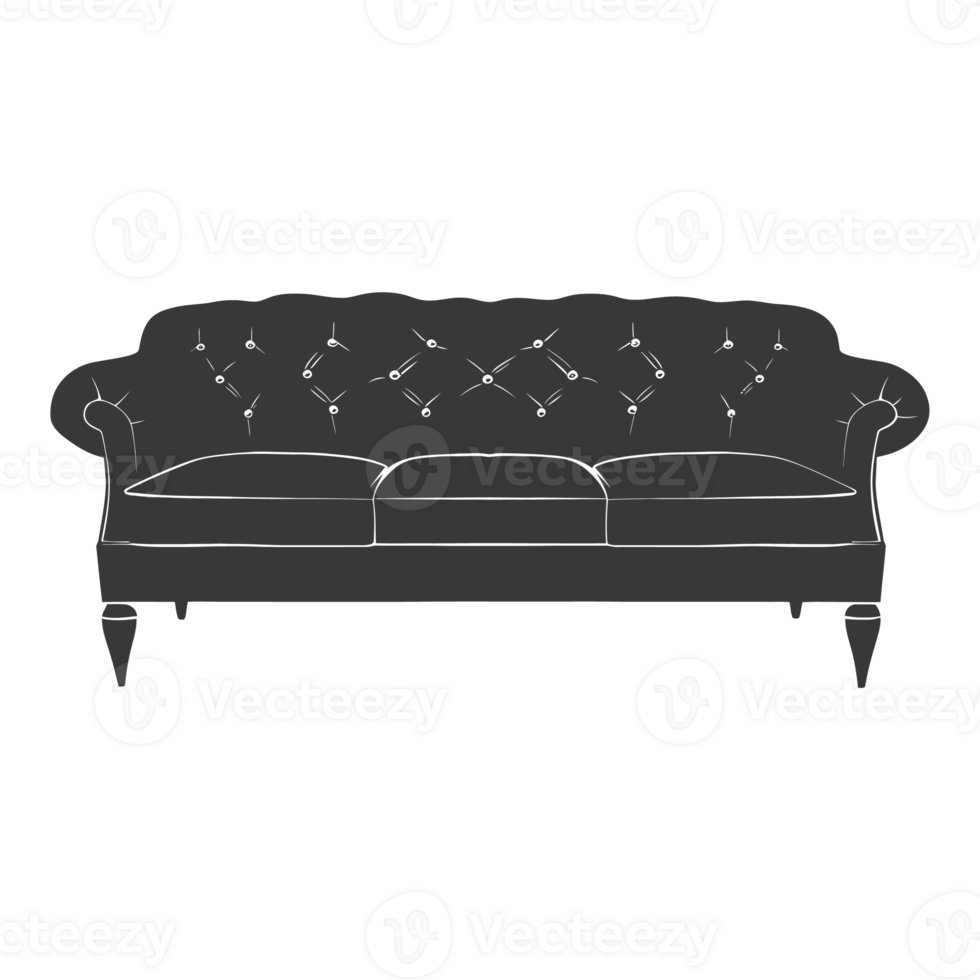 AI generated Silhouette Scandinavian sofa black color only png