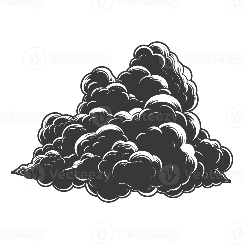 AI generated Silhouette cloud black color only png