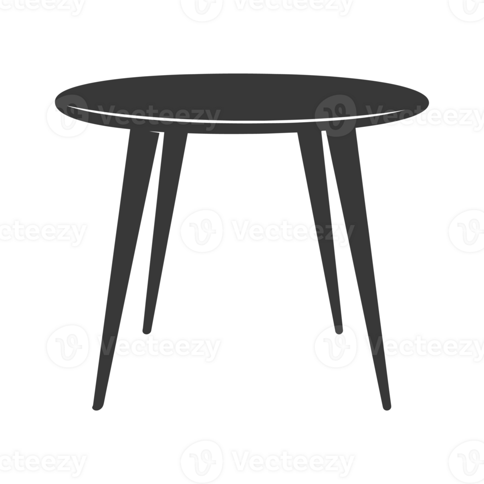 AI generated Silhouette Scandinavian table black color only png