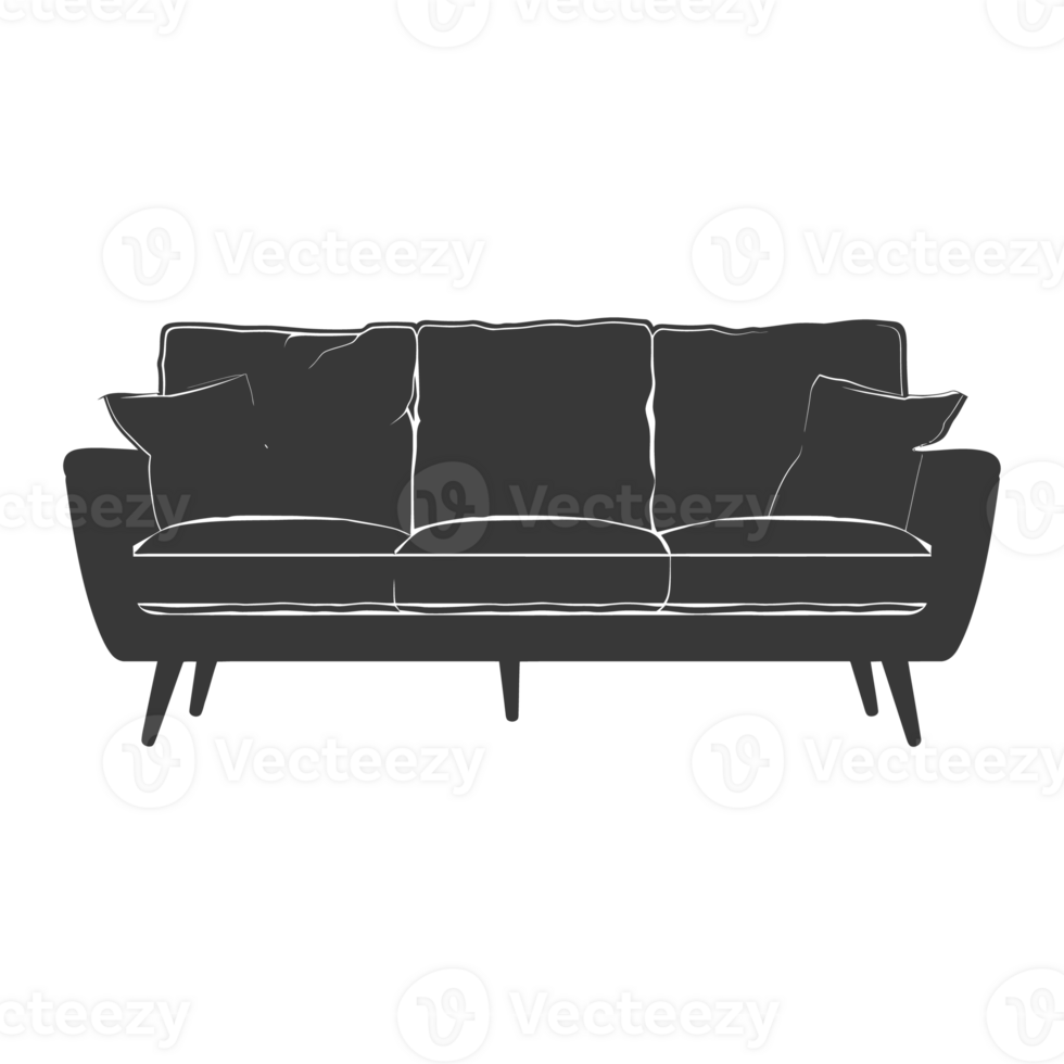 AI generated Silhouette Scandinavian sofa black color only png