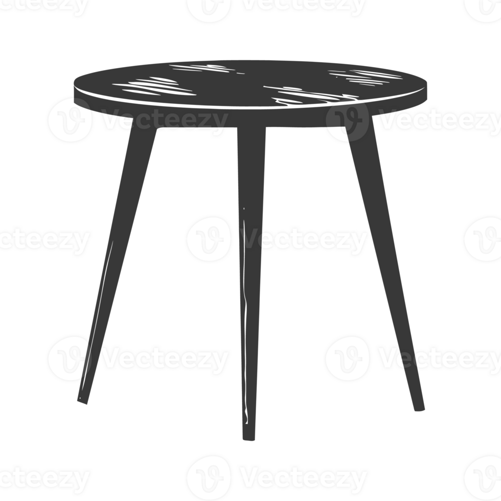 AI generated Silhouette Scandinavian table black color only png
