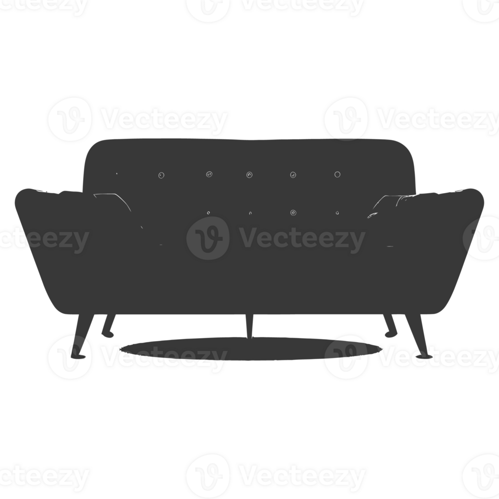 AI generated Silhouette Scandinavian sofa black color only png