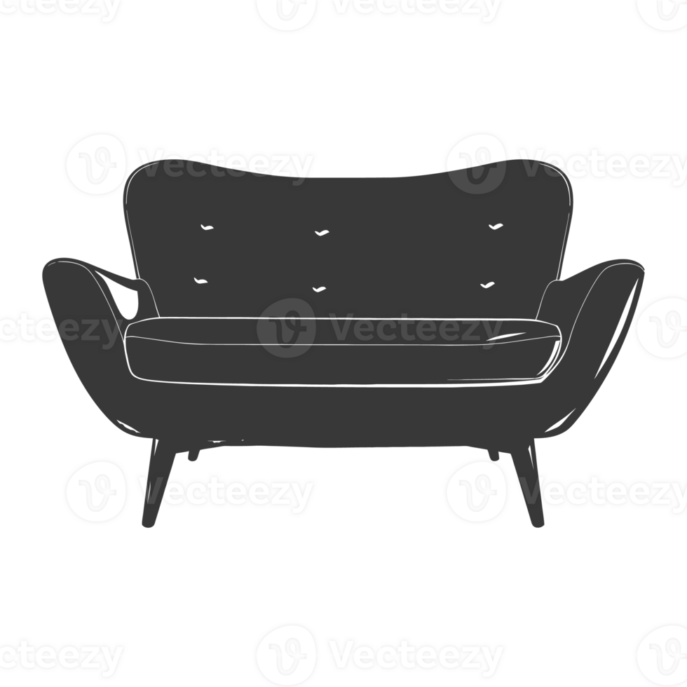 AI generated Silhouette Scandinavian sofa black color only png