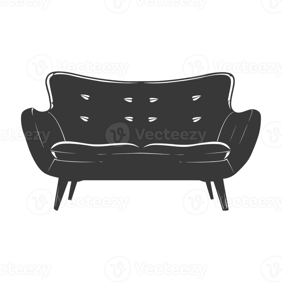 AI generated Silhouette Scandinavian sofa black color only png