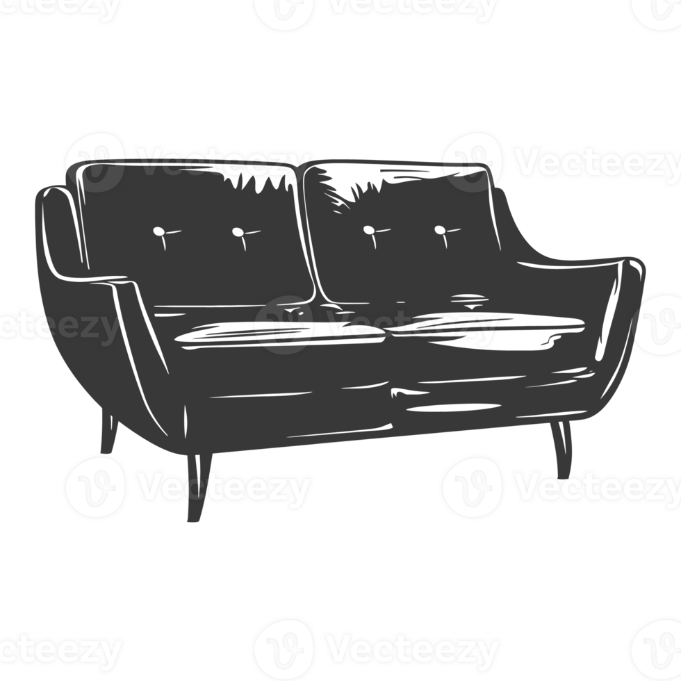 AI generated Silhouette Scandinavian sofa black color only png