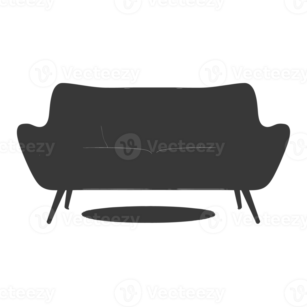 AI generated Silhouette Scandinavian sofa black color only png