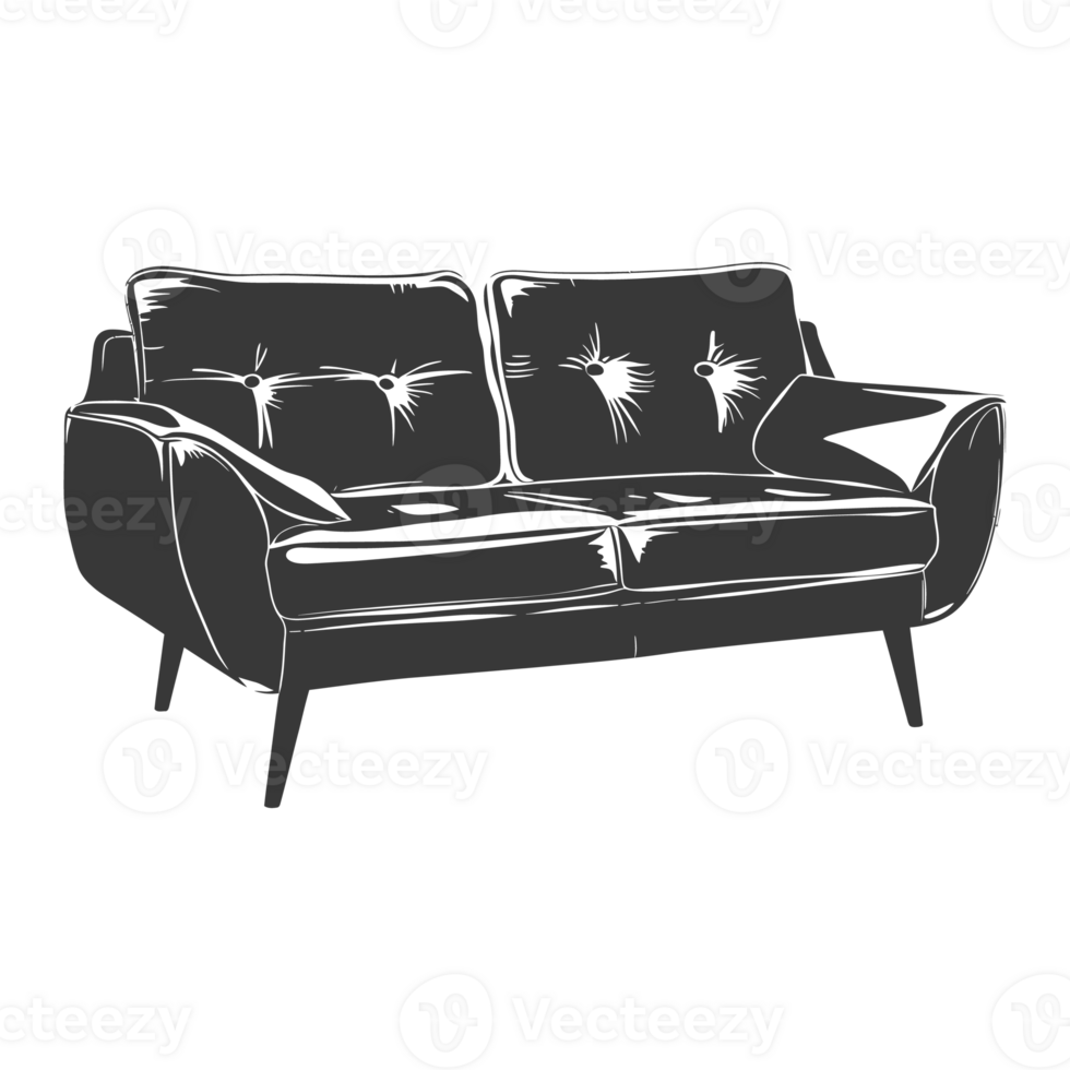 AI generated Silhouette Scandinavian sofa black color only png