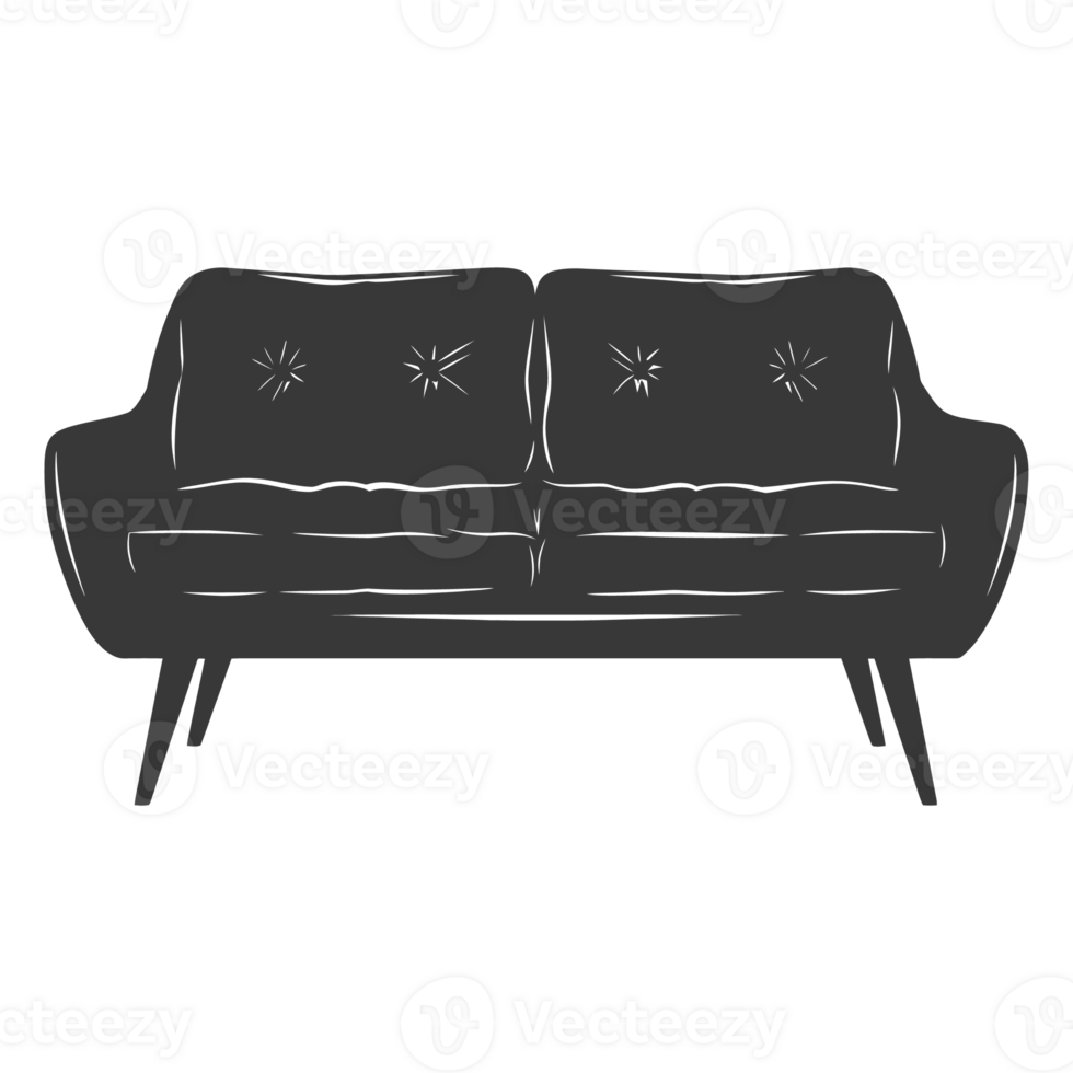 AI generated Silhouette Scandinavian sofa black color only png