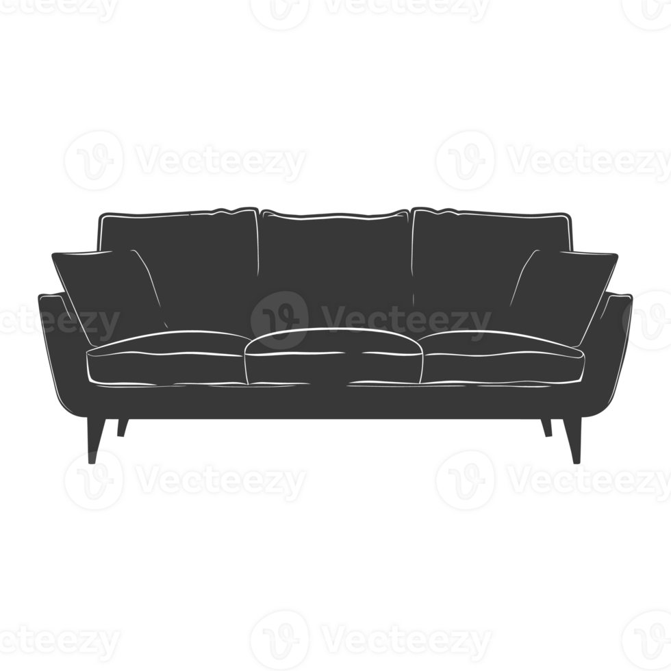 AI generated Silhouette Scandinavian sofa black color only png