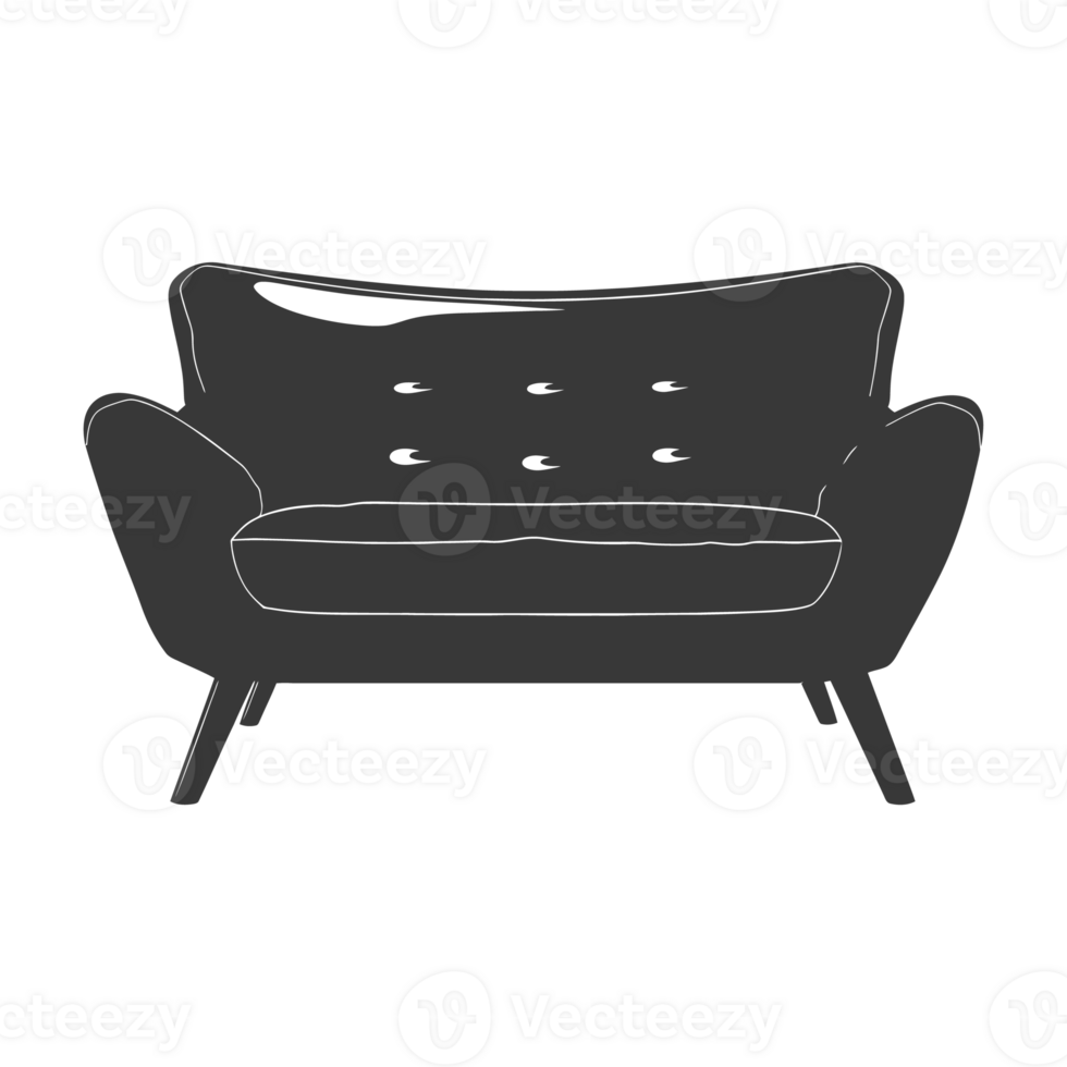 AI generated Silhouette Scandinavian sofa black color only png
