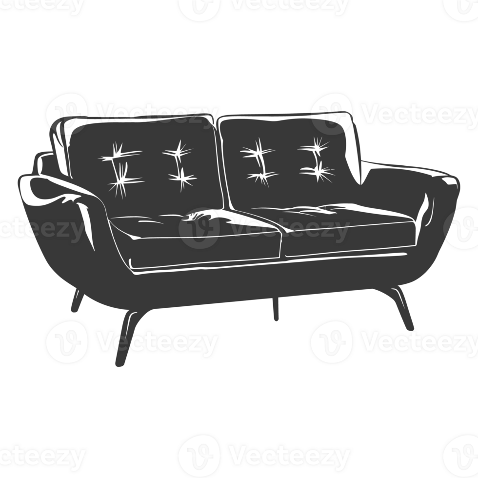 AI generated Silhouette Scandinavian sofa black color only png