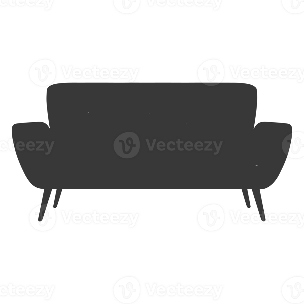 AI generated Silhouette Scandinavian sofa black color only png